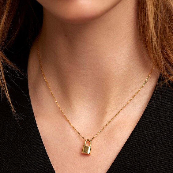 PDPAOLAâ¢ at Zales Lock Necklace in Sterling Silver with 18K Gold Plate - 19.5"