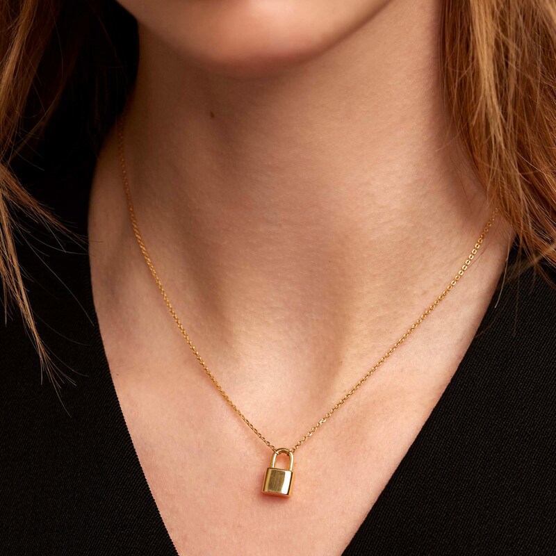Main Image 2 of PDPAOLA™ at Zales Lock Necklace in Sterling Silver with 18K Gold Plate - 19.5"