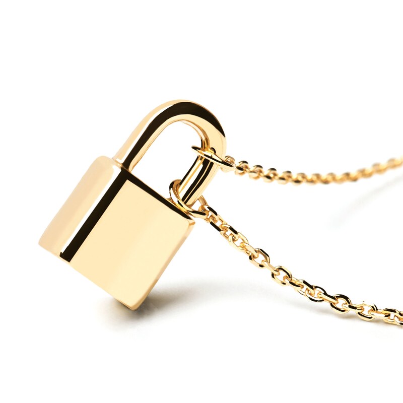 Main Image 3 of PDPAOLA™ at Zales Lock Necklace in Sterling Silver with 18K Gold Plate - 19.5"
