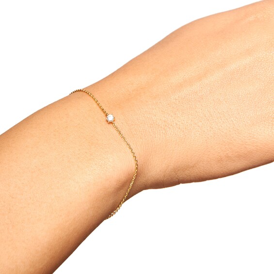 PDPAOLAâ¢ at Zales Cubic Zirconia Solitaire Bracelet in Sterling Silver with 18K Gold Plate - 7"