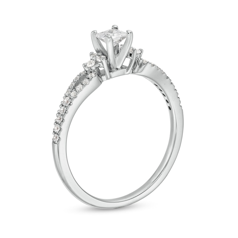 Main Image 3 of 1/2 CT. T.W. Princess-Cut Diamond Tri-Sides Loop Shank Engagement Ring in 14K White Gold