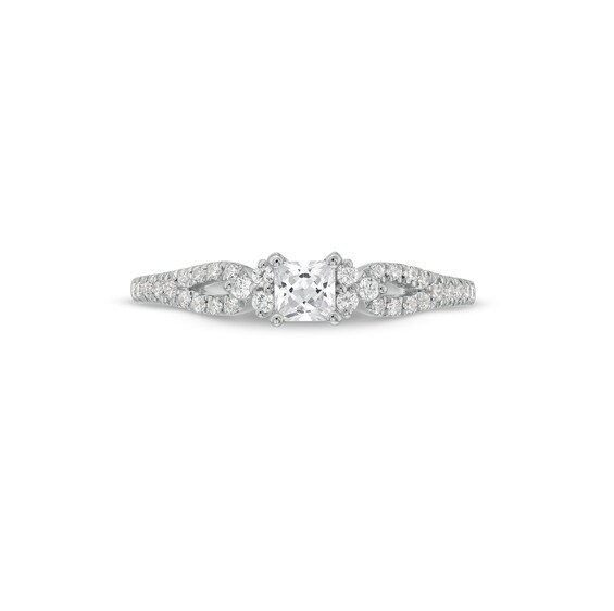 1/2 CT. T.w. Princess-Cut Diamond Tri-Sides Loop Shank Engagement Ring in 14K White Gold