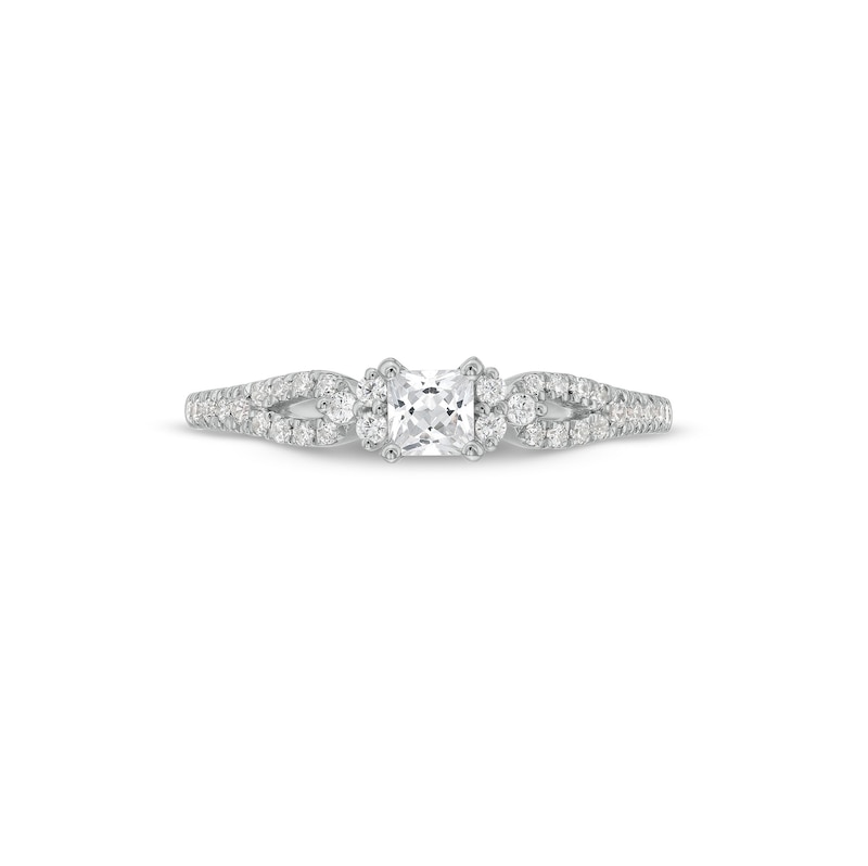 Main Image 4 of 1/2 CT. T.W. Princess-Cut Diamond Tri-Sides Loop Shank Engagement Ring in 14K White Gold