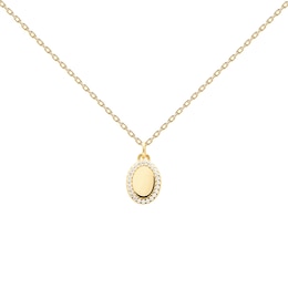 PDPAOLA™ at Zales Cubic Zirconia Frame Oval Pendant in Sterling Silver with 18K Gold Plate - 19.5"