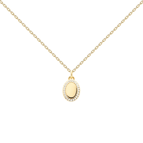 PDPAOLAâ¢ at Zales Cubic Zirconia Frame Oval Pendant in Sterling Silver with 18K Gold Plate - 19.5"