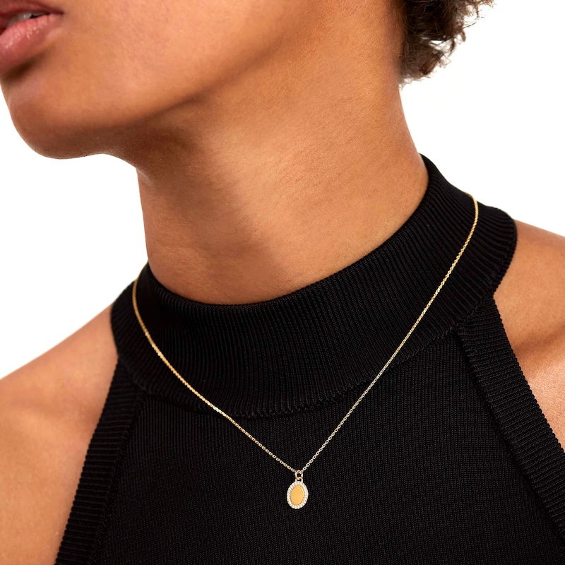 Main Image 2 of PDPAOLA™ at Zales Cubic Zirconia Frame Oval Pendant in Sterling Silver with 18K Gold Plate - 19.5"