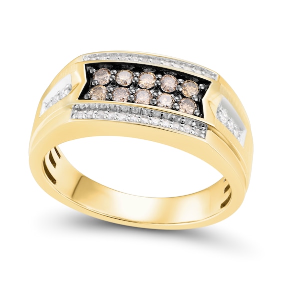 1/2 CT. T.w. Champagne and White Diamond Band in 10K Gold