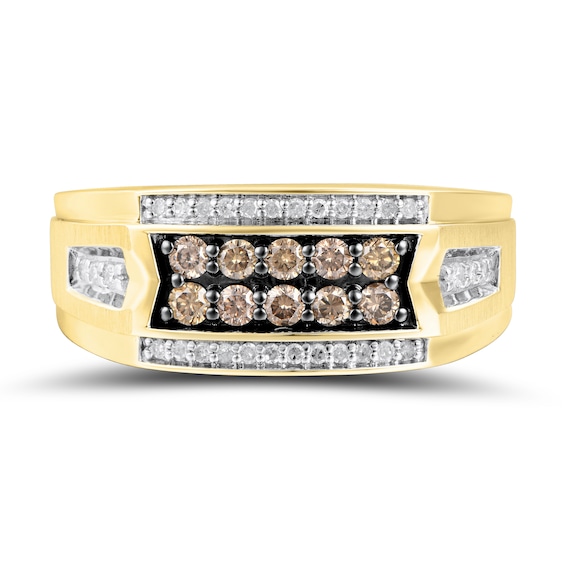 1/2 CT. T.w. Champagne and White Diamond Band in 10K Gold