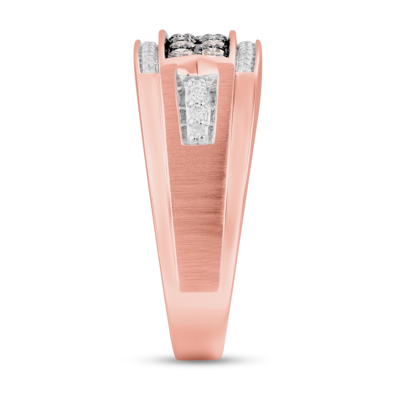 Main Image 2 of 1/2 CT. T.W. Champagne and White Diamond Band in 10K Rose Gold
