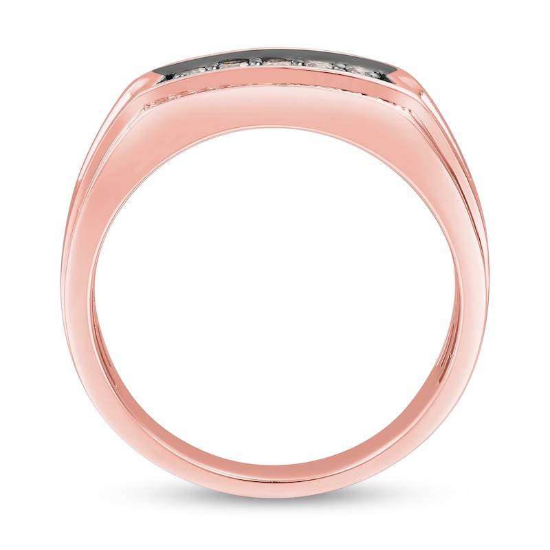 Main Image 3 of 1/2 CT. T.W. Champagne and White Diamond Band in 10K Rose Gold