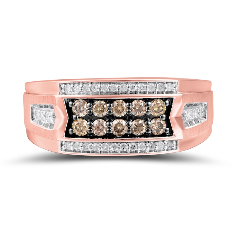Main Image 4 of 1/2 CT. T.W. Champagne and White Diamond Band in 10K Rose Gold
