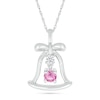 Thumbnail Image 1 of Pink Lab-Created Sapphire and White Lab-Created Sapphire Bell Pendant in Sterling Silver
