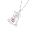 Thumbnail Image 2 of Pink Lab-Created Sapphire and White Lab-Created Sapphire Bell Pendant in Sterling Silver