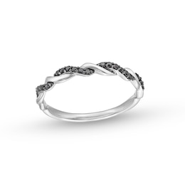 1/15 CT. T.W. Black Diamond Twist Band in 10K White Gold