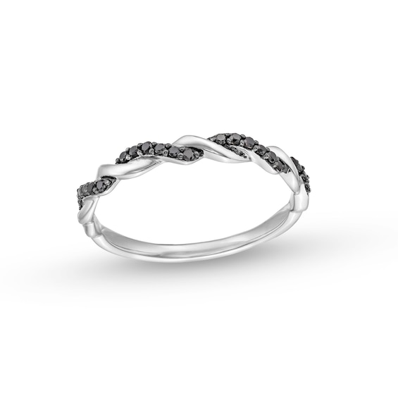 1/15 CT. T.w. Black Diamond Twist Band in 10K White Gold