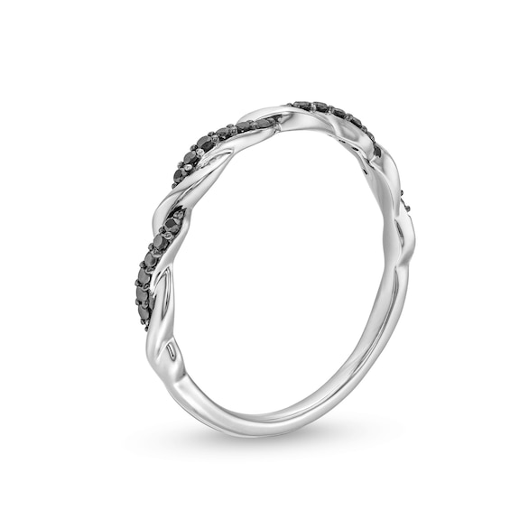 1/15 CT. T.w. Black Diamond Twist Band in 10K White Gold
