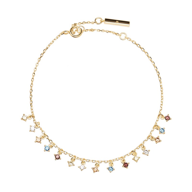 PDPAOLA™ at Zales Multi-Color Cubic Zirconia Dangle Station Bracelet in Sterling Silver with 18K Gold Plate