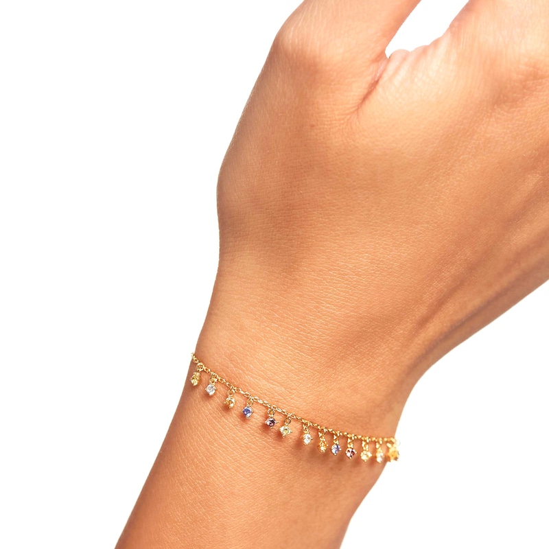 Main Image 2 of PDPAOLA™ at Zales Multi-Color Cubic Zirconia Dangle Station Bracelet in Sterling Silver with 18K Gold Plate