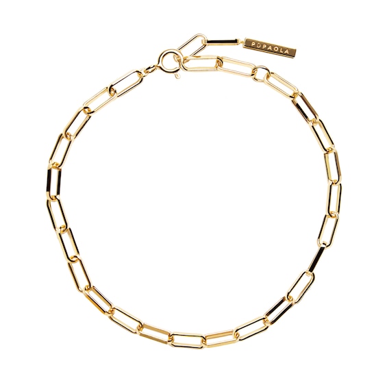 PDPAOLA⢠at Zales 0.4mm Paper Clip Chain Bracelet in Sterling Silver with 18K Gold Plate