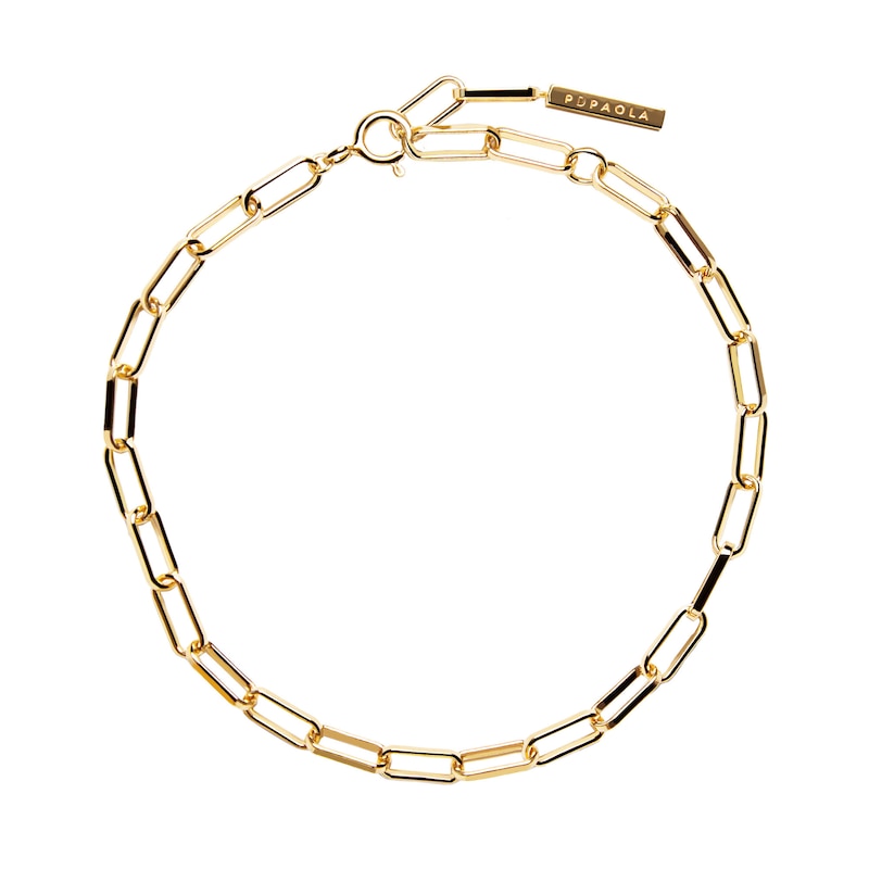 Main Image 1 of PDPAOLA™ at Zales 0.4mm Paper Clip Chain Bracelet in Sterling Silver with 18K Gold Plate