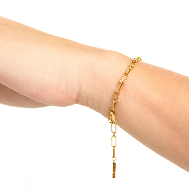 Main Image 2 of PDPAOLA™ at Zales 0.4mm Paper Clip Chain Bracelet in Sterling Silver with 18K Gold Plate