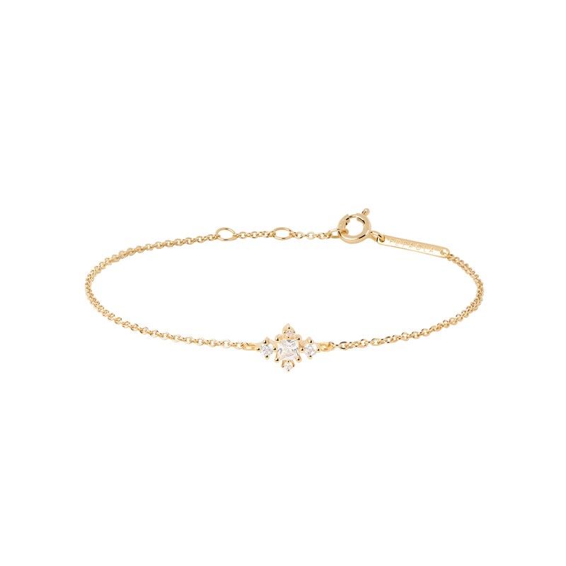 Main Image 1 of PDPAOLA™ at Zales Radiant-Cut and Round Cubic Zirconia Bracelet in Sterling Silver with 18K Gold Plate