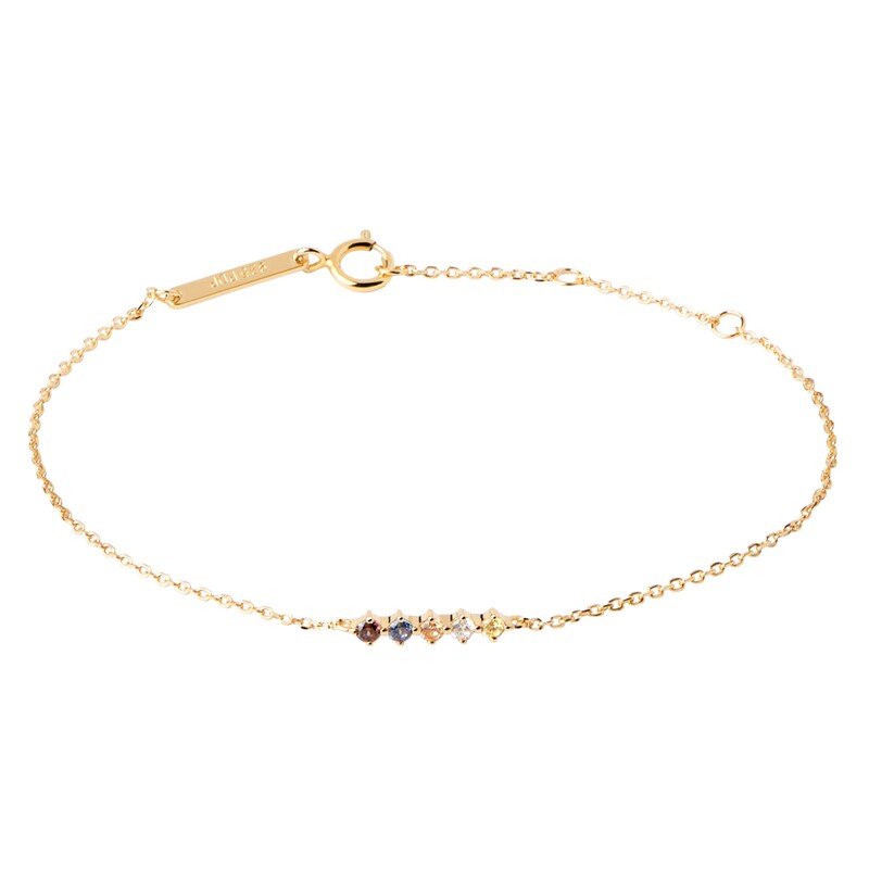 Main Image 1 of PDPAOLA™ at Zales Multi-Color Cubic Zirconia Five Stone Line Bracelet in Sterling Silver with 18K Gold Plate