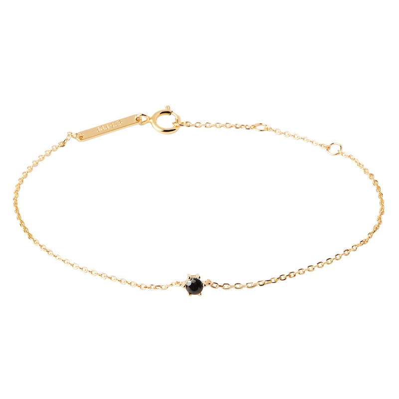Main Image 1 of PDPAOLA™ at Zales Black Cubic Zirconia Solitaire Bracelet in Sterling Silver with 18K Gold Plate