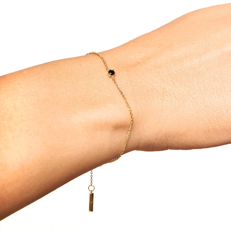 Main Image 2 of PDPAOLA™ at Zales Black Cubic Zirconia Solitaire Bracelet in Sterling Silver with 18K Gold Plate