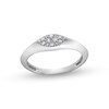 Thumbnail Image 1 of 1/6 CT. T.W. Sideways Marquise-Shaped Multi-Diamond Knife Edge Shank Signet Ring in 10K White Gold