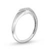 Thumbnail Image 3 of 1/6 CT. T.W. Sideways Marquise-Shaped Multi-Diamond Knife Edge Shank Signet Ring in 10K White Gold