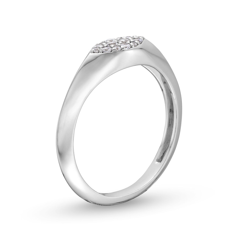 Main Image 3 of 1/6 CT. T.W. Sideways Marquise-Shaped Multi-Diamond Knife Edge Shank Signet Ring in 10K White Gold