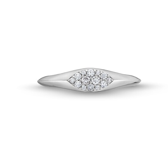 1/6 CT. T.w. Sideways Marquise-Shaped Multi-Diamond Knife Edge Shank Signet Ring in 10K White Gold