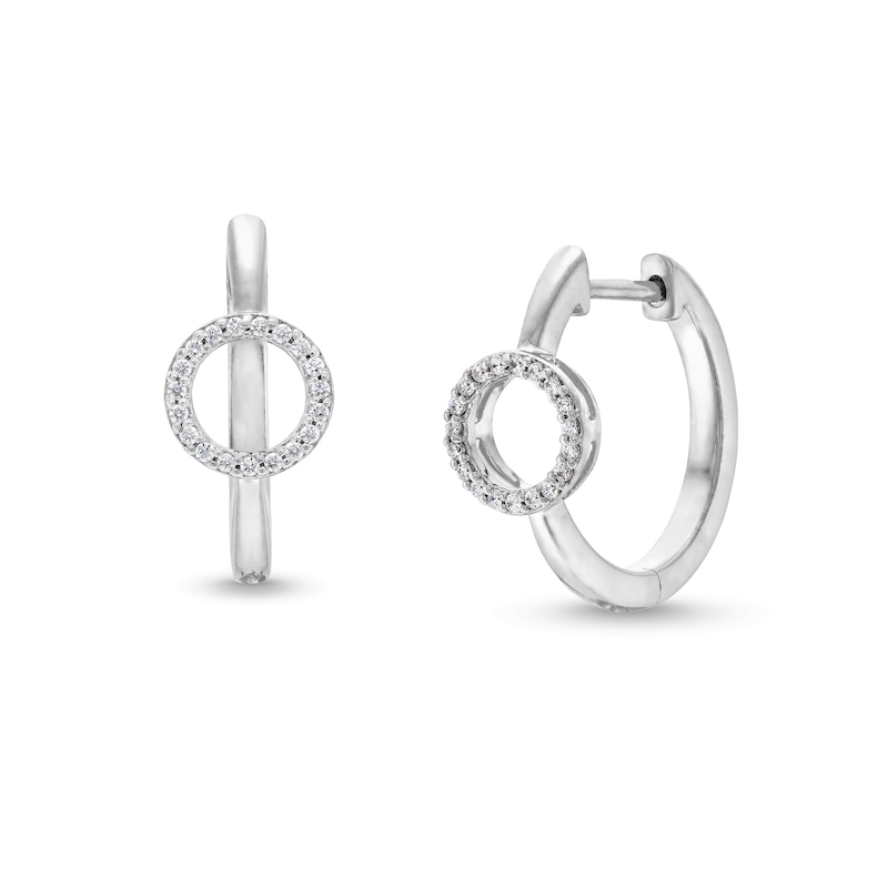 Main Image 1 of 1/10 CT. T.W. Diamond Open Circle Hoop Earrings in Sterling Silver