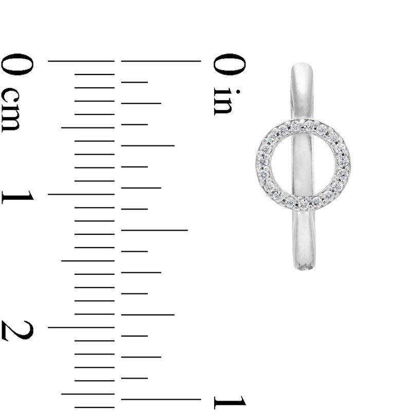 Main Image 3 of 1/10 CT. T.W. Diamond Open Circle Hoop Earrings in Sterling Silver