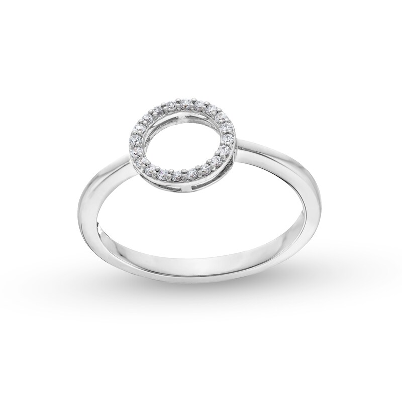 Main Image 1 of 1/10 CT. T.W. Diamond Open Circle Ring in Sterling Silver