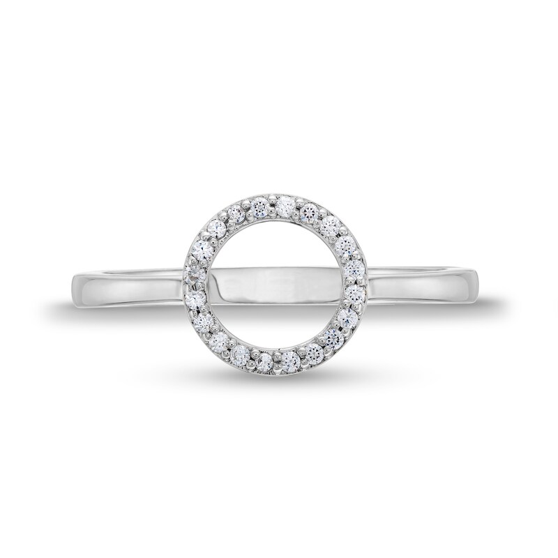 Main Image 4 of 1/10 CT. T.W. Diamond Open Circle Ring in Sterling Silver