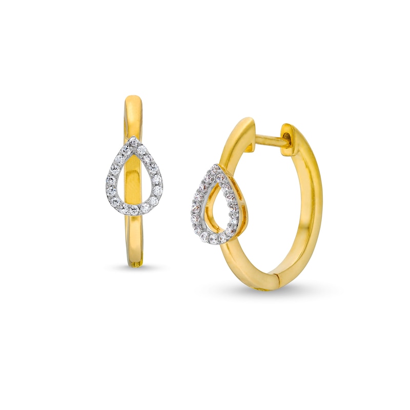 Main Image 1 of 1/10 CT. T.W. Diamond Open Pear-Shaped Hoop Earrings in 10K Gold