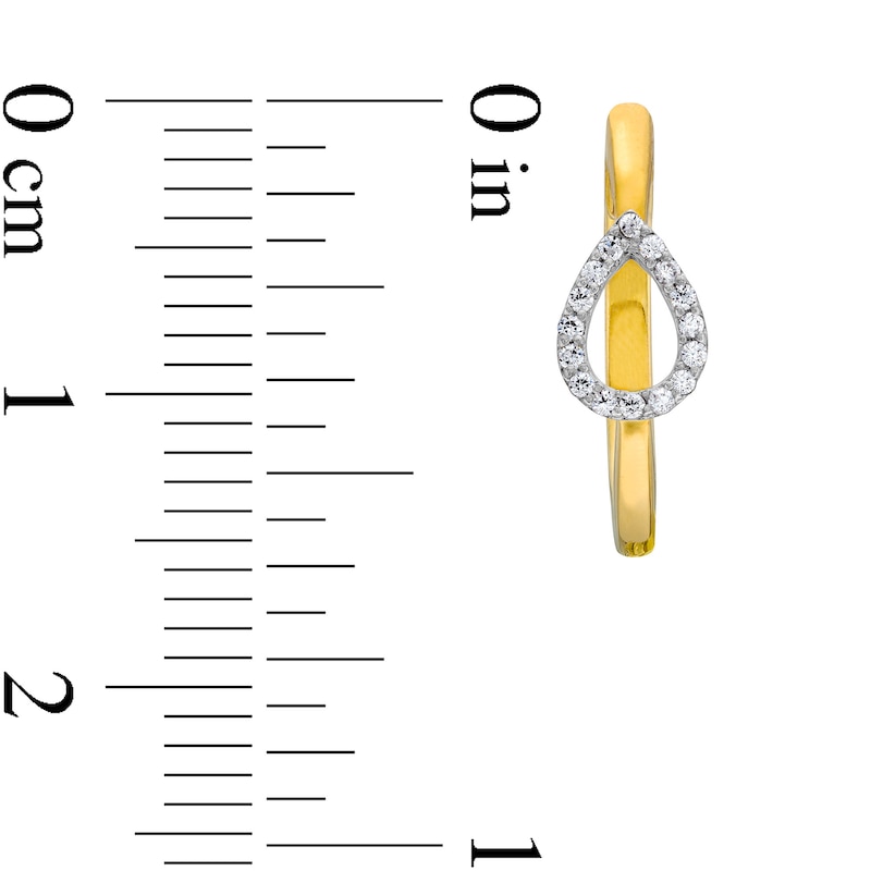Main Image 3 of 1/10 CT. T.W. Diamond Open Pear-Shaped Hoop Earrings in 10K Gold