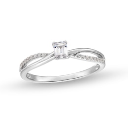1/4 CT. T.W. Emerald-Cut Diamond Split Shank Engagement Ring in 10K White Gold