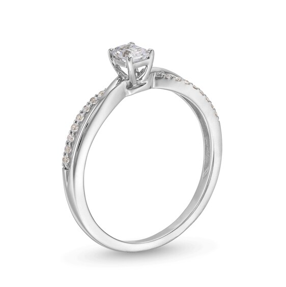 1/4 CT. T.w. Emerald-Cut Diamond Split Shank Engagement Ring in 10K White Gold