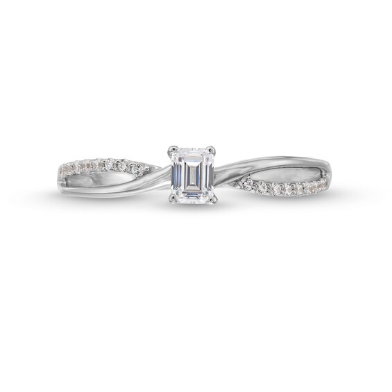 1/4 CT. T.w. Emerald-Cut Diamond Split Shank Engagement Ring in 10K White Gold