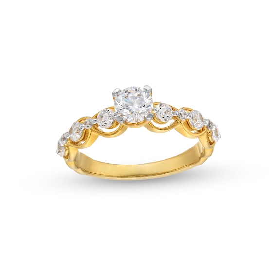 1 CT. T.w. Diamond Bubble Shank Engagement Ring in 14K Gold