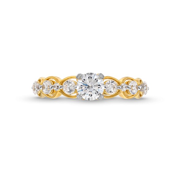 1 CT. T.w. Diamond Bubble Shank Engagement Ring in 14K Gold