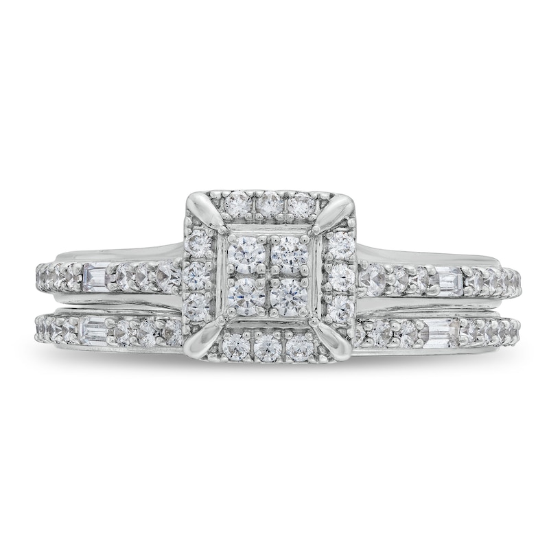 Main Image 4 of 1/2 CT. T.W. Multi-Diamond Composite Frame Bridal Set in 10K White Gold