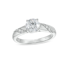 1-1/6 CT. T.W. Diamond Groove Shank Engagement Ring in 14K White Gold