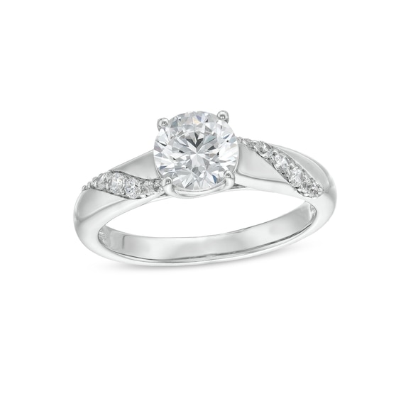 1-1/6 CT. T.w. Diamond Groove Shank Engagement Ring in 14K White Gold