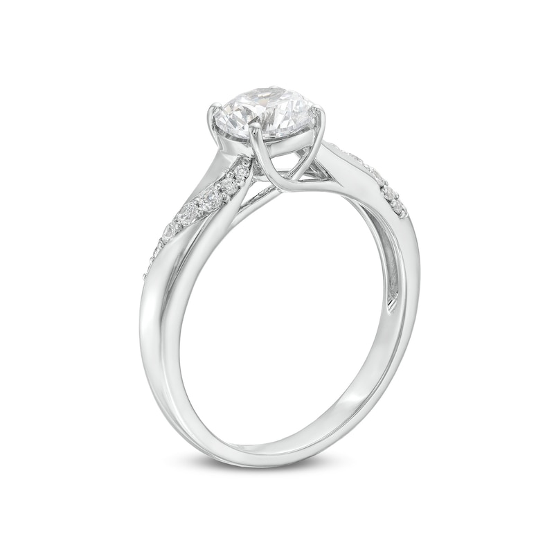 Main Image 3 of 1-1/6 CT. T.W. Diamond Groove Shank Engagement Ring in 14K White Gold
