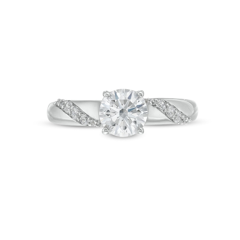 Main Image 4 of 1-1/6 CT. T.W. Diamond Groove Shank Engagement Ring in 14K White Gold