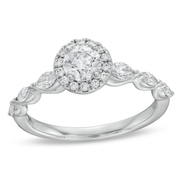 1 CT. T.W. Multi-Diamond Framed Engagement Ring in 14K White Gold